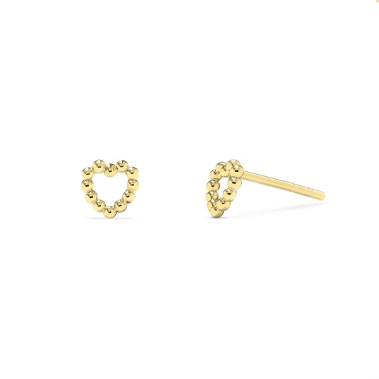 gold mini open heart beaded stud earrings stacking layering for men and women