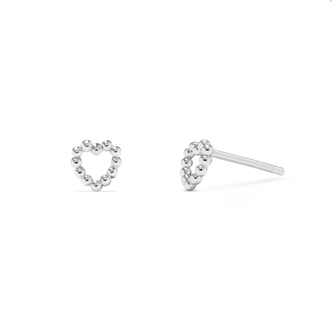 sterling silver 925 mini open heart beaded stud earrings daily stacking layering for men and women