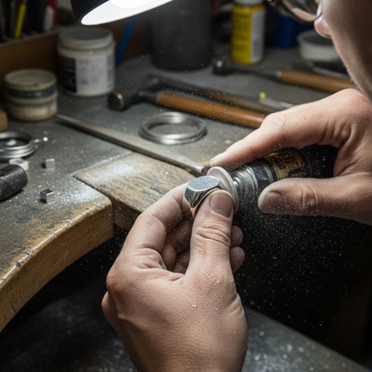 Octagon signet ring in Sterling Silver in polishing 