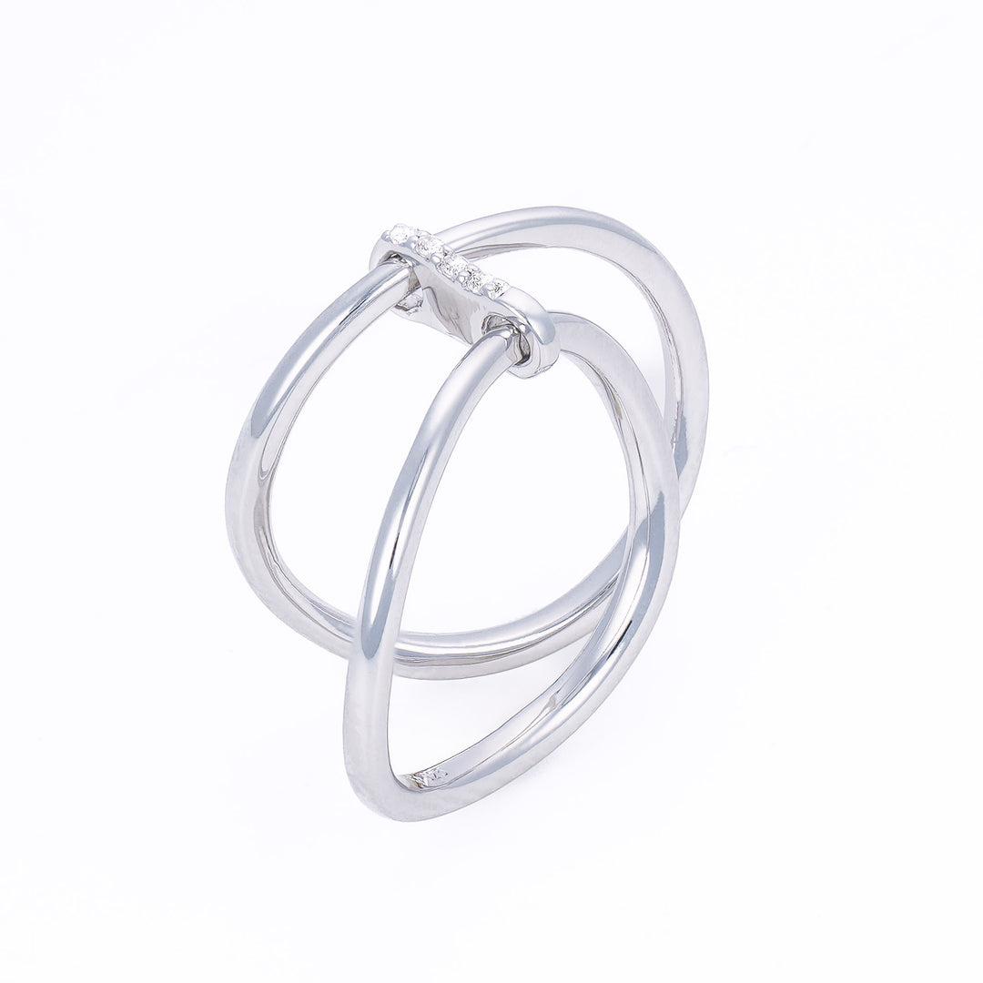Silver attached wave ring