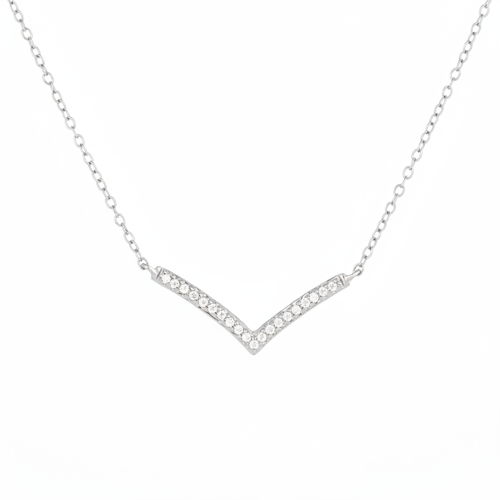Silver necklace with a wishbone pendant