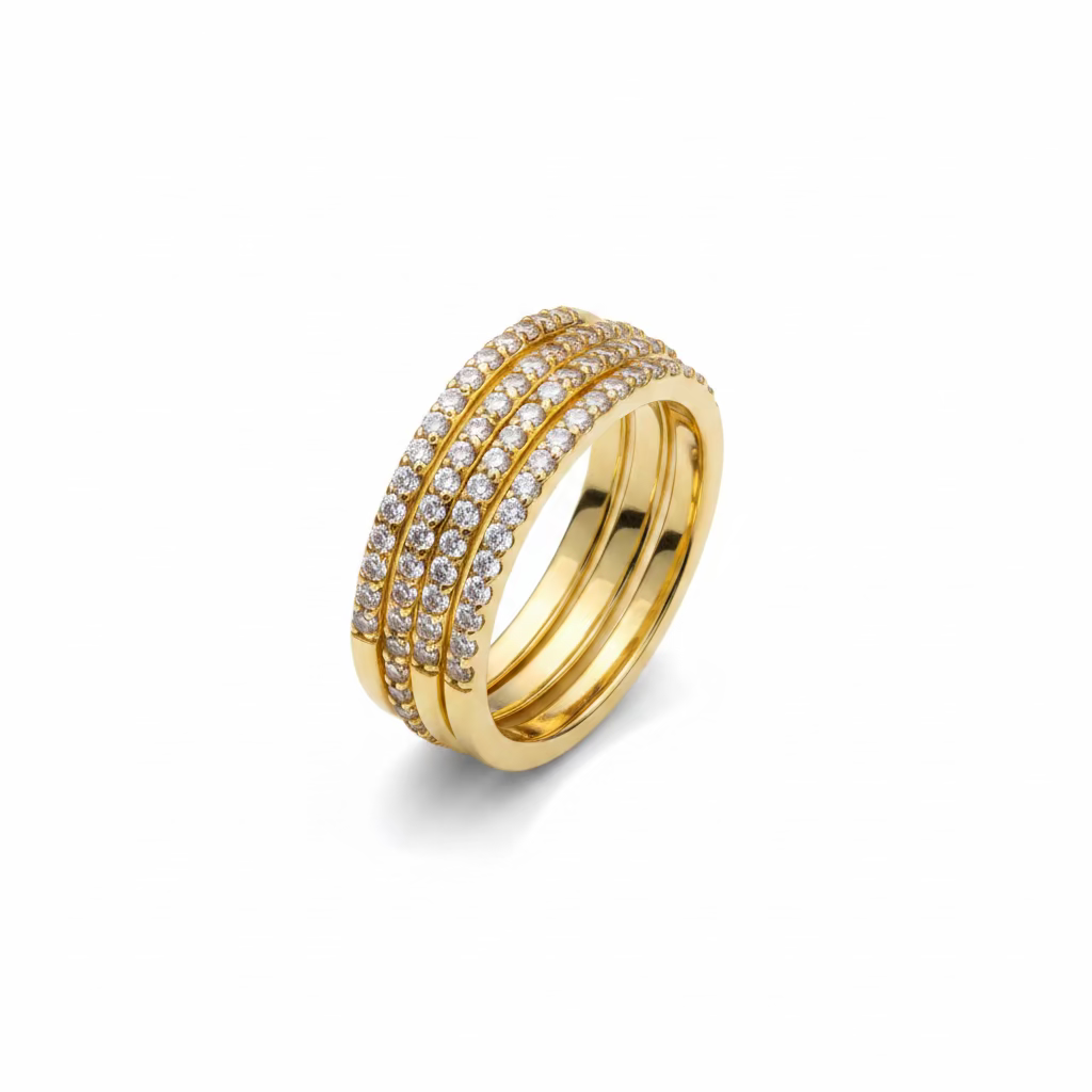 Slim eternity band ring with stones in gold 