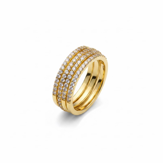 Slim eternity band ring with stones in gold 