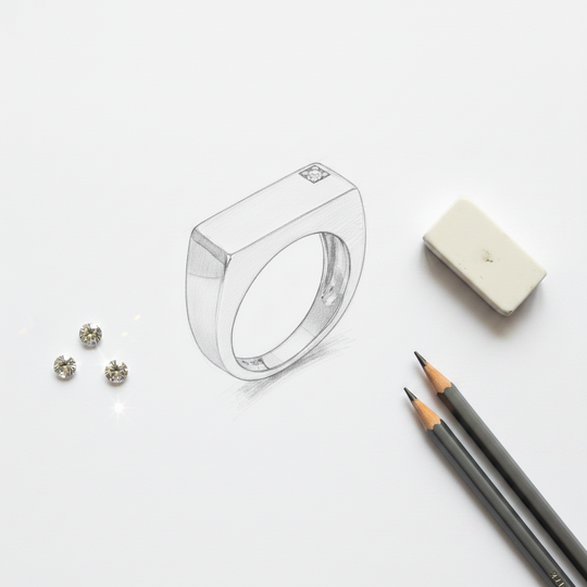 slim rectangle signet ring sketch