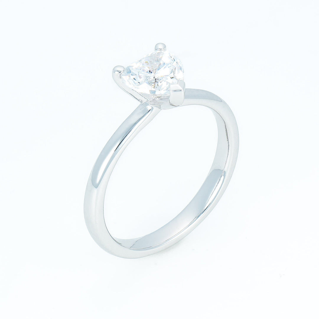 Solitaire Silver ring with heart shape stone 