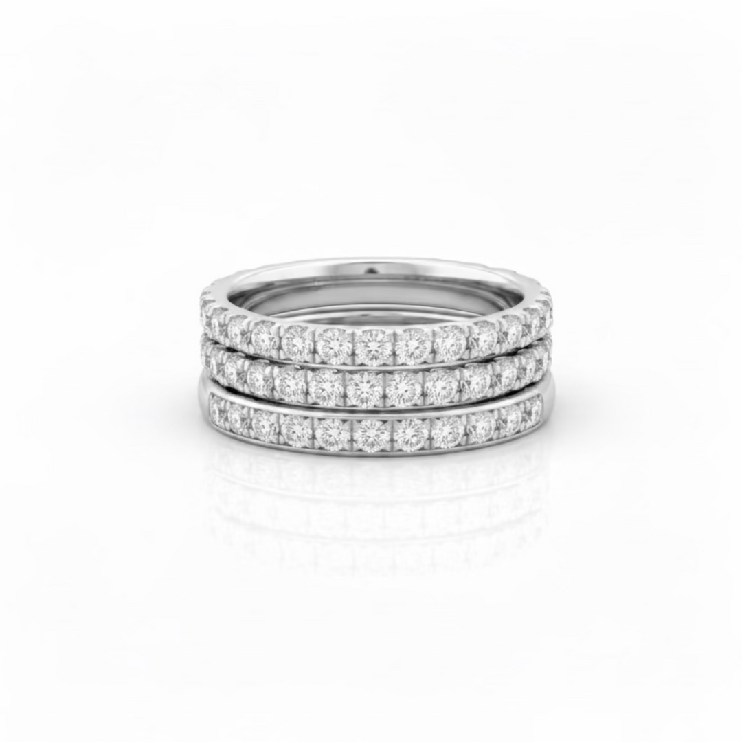 Stacked eternity band rings in Silver 