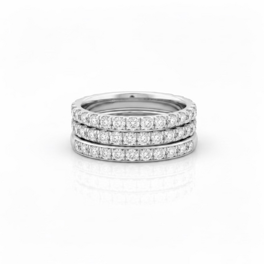Stacked eternity band rings in Silver 