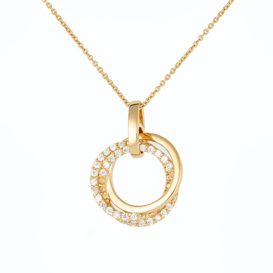 Trilogy circles pendant with stones in yellow gold