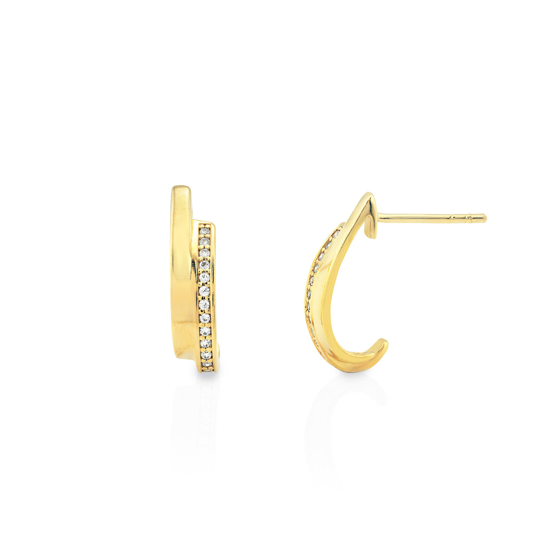 gold half hoop earrings with stones drop shape by NAIMA Jewellery