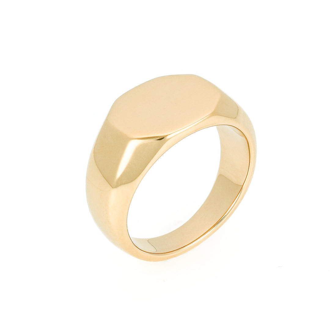 Yellow Gold Octagon signet ring Solid engrave