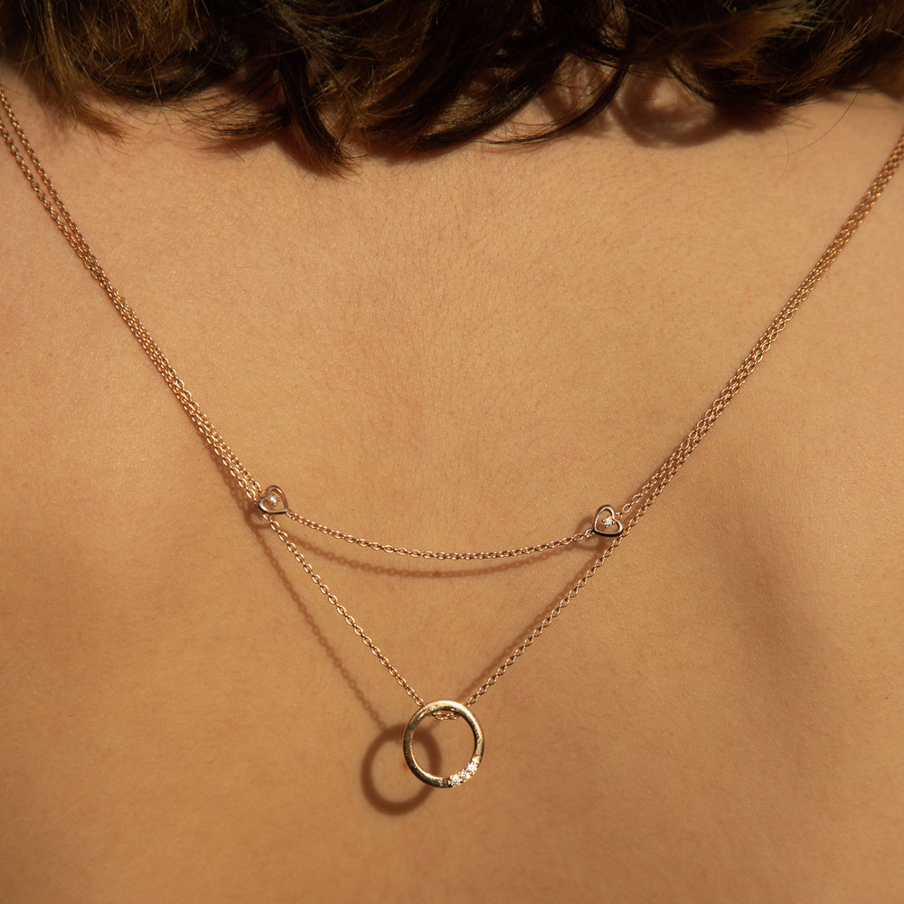 double strand chain necklace with heart and circle for women open back dress NAIMA jewellery online boutique