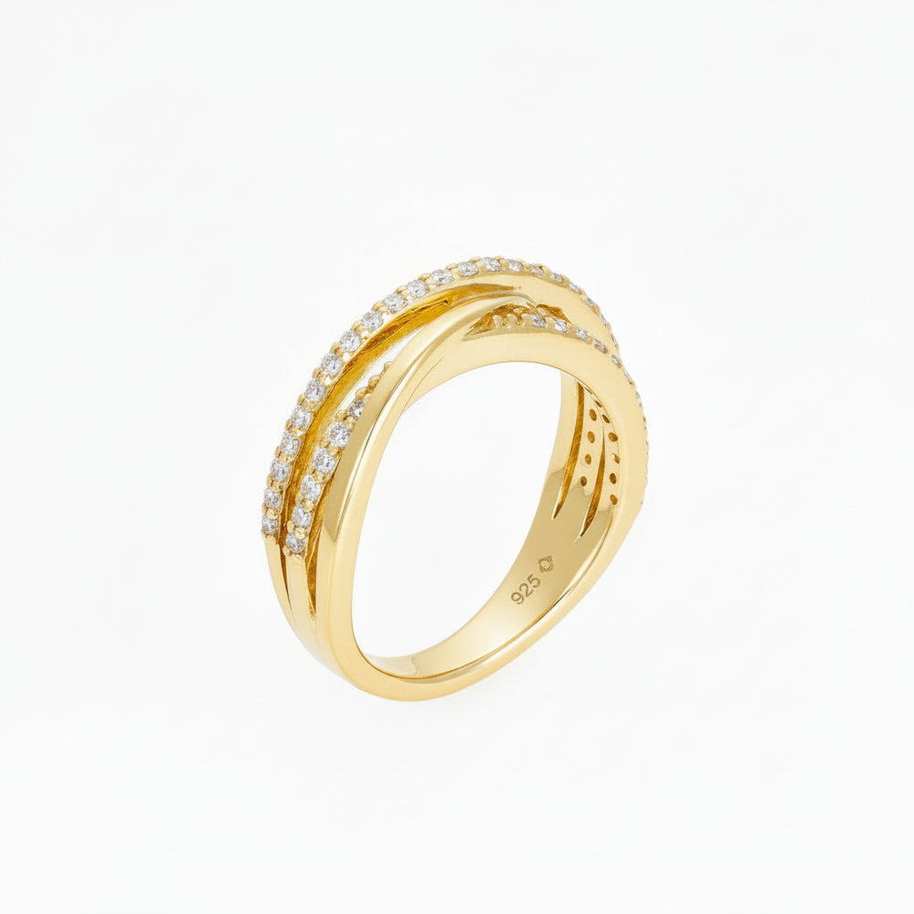 Crossover dress ring in gold 