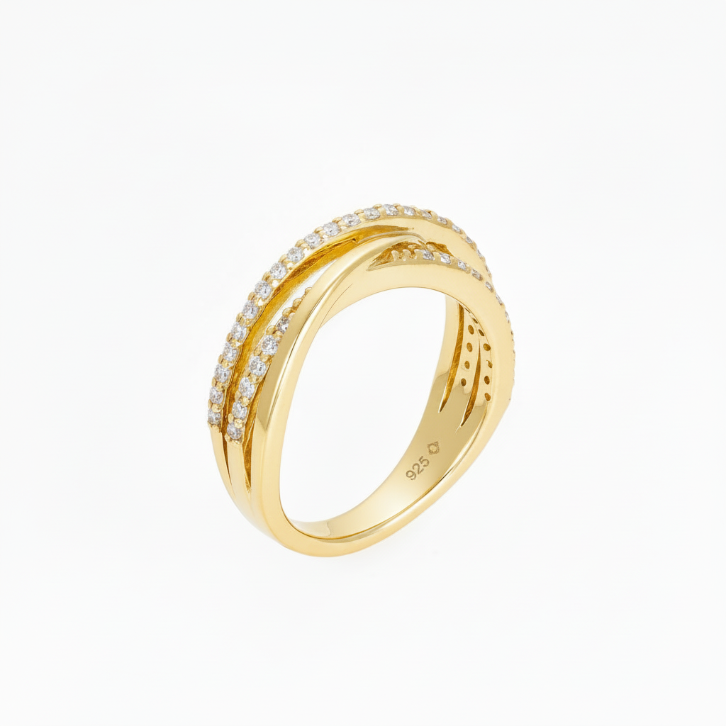 Crossover dress ring in gold 