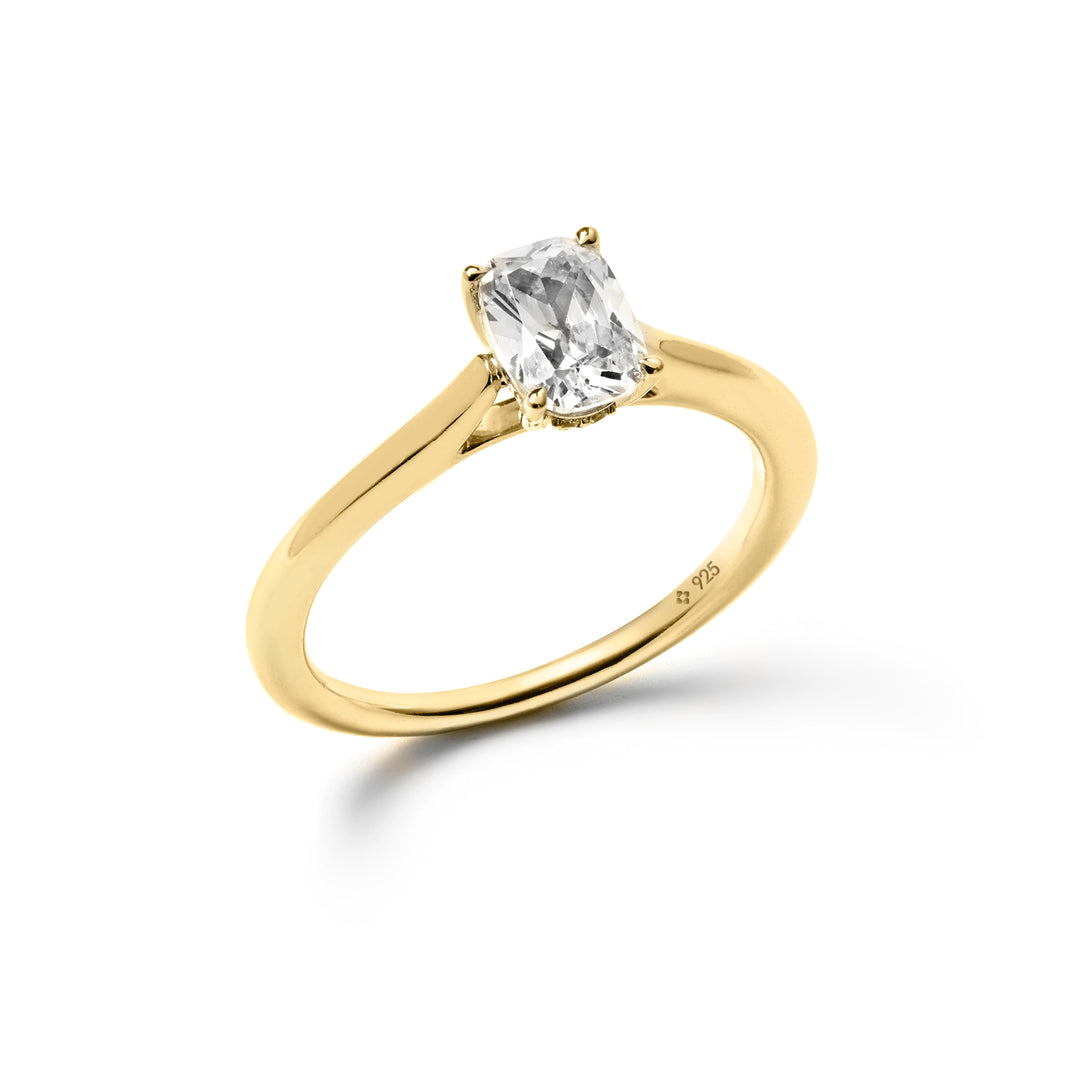 cushion cut solitaire promise ring in yellow gold vermeil by NAIMA Jewellery