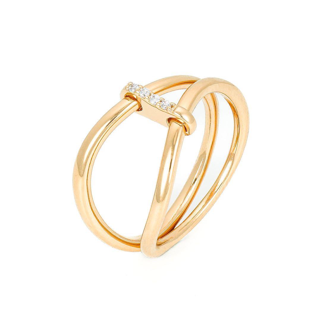 double attached wave ring in gold