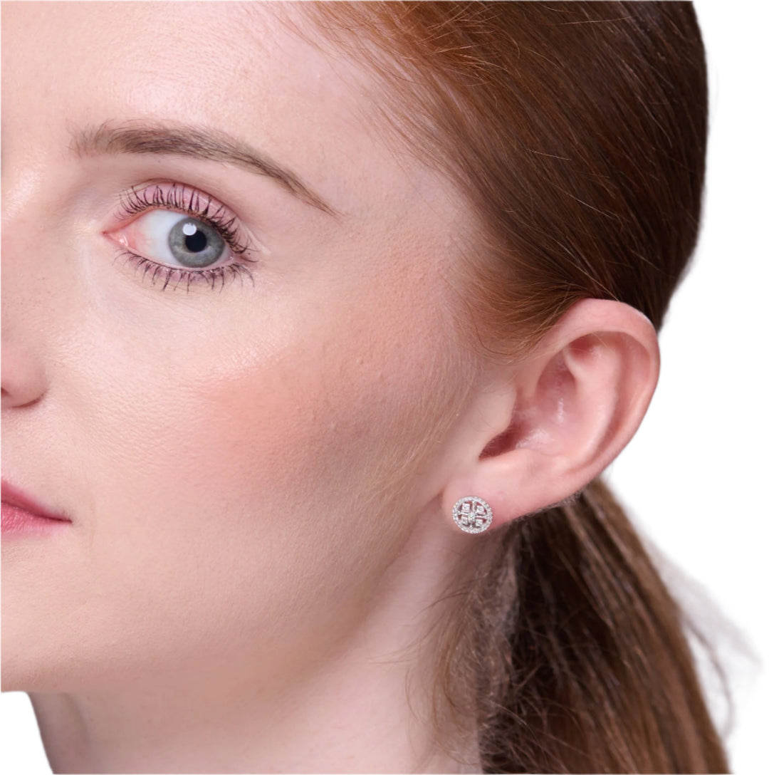 stackable circle stud earrings with stones by NAIMA Jewellery