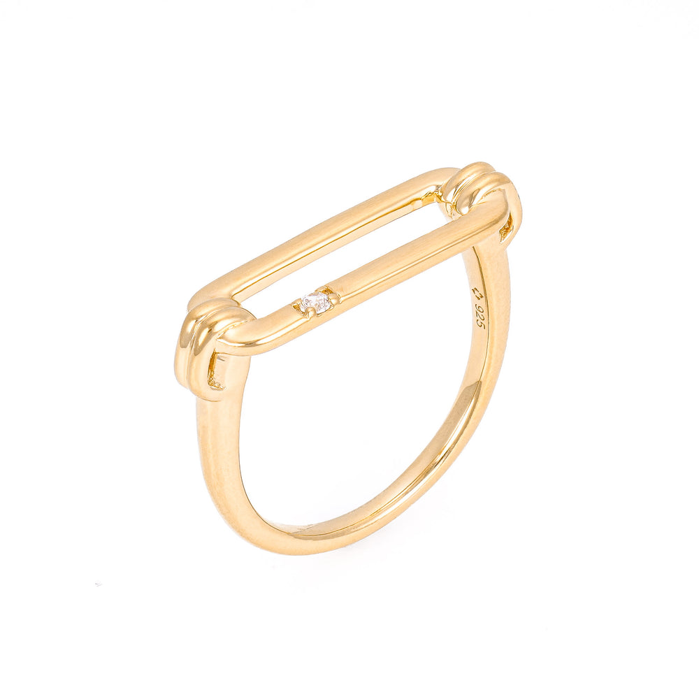 paperclip ring with stone in gold