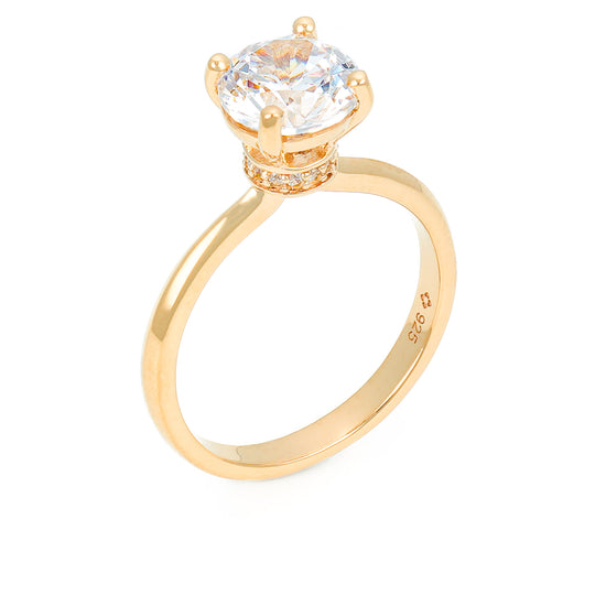 Round Solitaire Hidden Halo Promise Ring