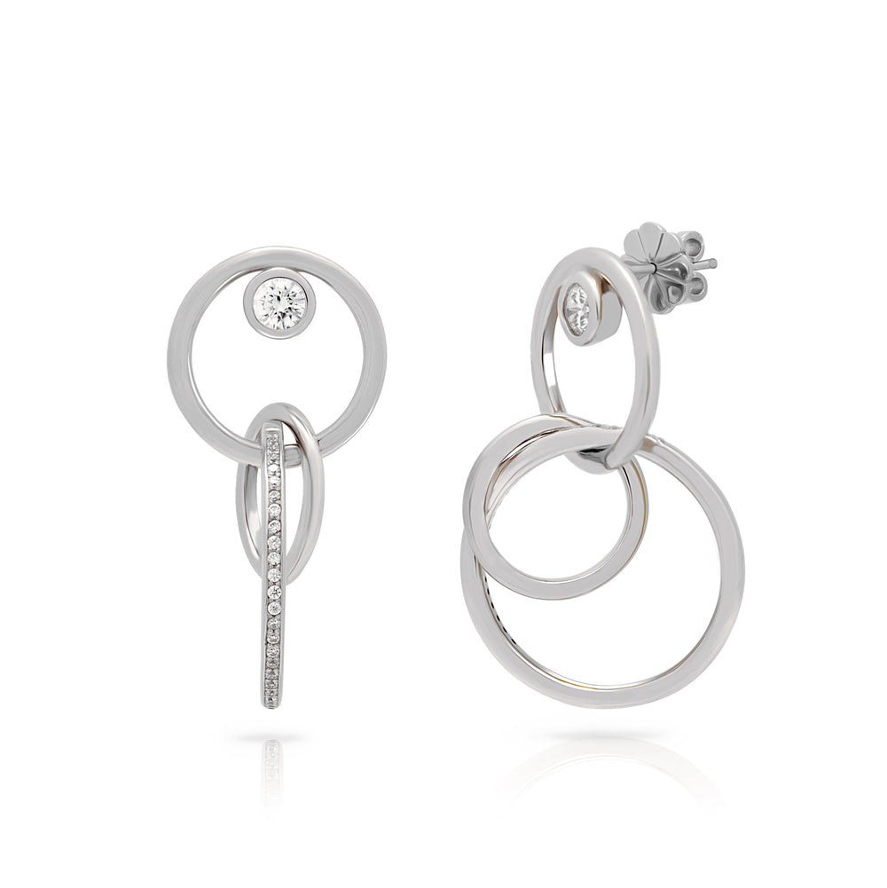 trinity encircled drop earrings with stones for her Sterling silver 925 by NAIMA jewellery