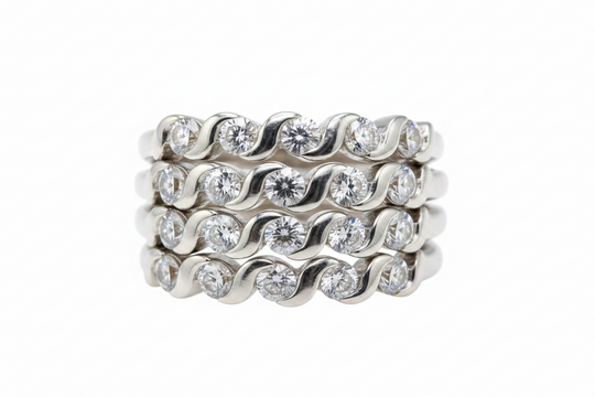 twisted band ring with 5 stones in Silver